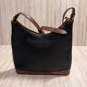Vintage Dooney & Bourke All Weather Leather Hobo Bag Black‎ Brown Made in USA thumbnail 6