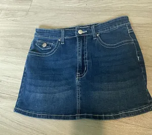SHEIN Dark Blue Denim Mini Skirt with Contrast Stitching thumbnail 1
