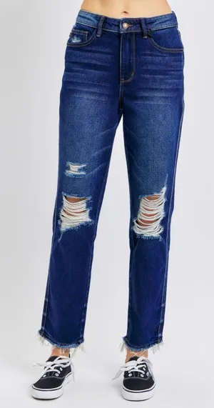 Judy Blue High Waist‎ Rigid Magic Heavy Destroy Straight Jeans Women’s 5/27 thumbnail 1