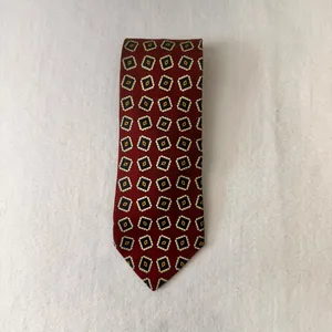Vintage Brooks Brothers Makers England Men's Tie Silk Red Geometric Necktie thumbnail 2