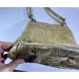 American Leather Co. Olive Green Tooled Genuine Leather Hobo Shoulder Bag thumbnail 6