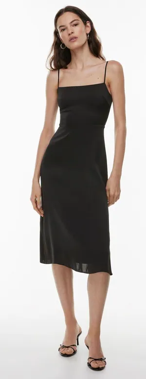 Aritzia TEN by Babaton Black Satin Dress size 2 thumbnail 1