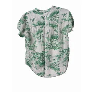 Piyama Pajama Set XS Green White Toile Botanical Rayon Pants Bali Resort #F13-1 thumbnail 6