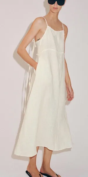 100% Zara linen midi dress thumbnail 1