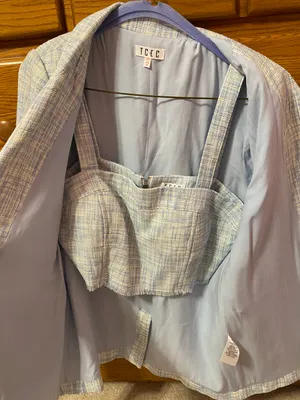 The Clothing Exchange Blue Blazer And Cropped Top Set thumbnail 2