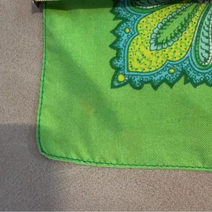 Vintage Green Paisley Square Scarf Boho Floral Hair Neck Head Wrap thumbnail 5