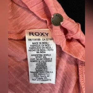 Roxy Pink Peach Dream Do‎ Ribbed Wood Button Front Mini Dress V Neck small thumbnail 8