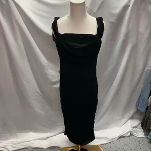 New Pretty Garden Ruched Bodycon Midi Dress Womens Large Black Sexy Cocktail‎ thumbnail 4