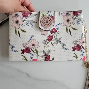 Nanette Lepore Floral Crossbody Wallet Bone White Vegan Leather Purse thumbnail 4