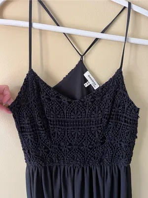 Monteau Black Crochet Bodice Maxi Dress thumbnail 5
