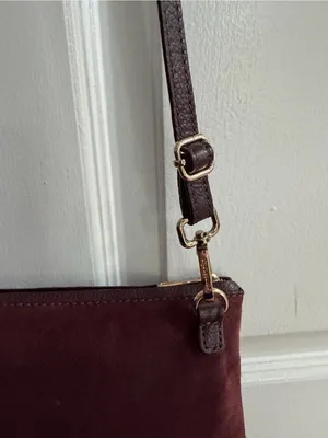 Accessorize Burgundy Genuine Leather Suede Crossbody Shoulder Bag thumbnail 4