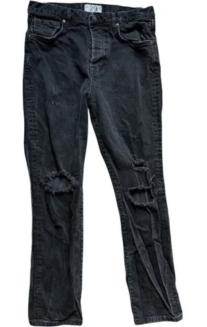 Womens Free People We The Free Distressed Black Straight Leg Jeans - Sz 29 thumbnail 1