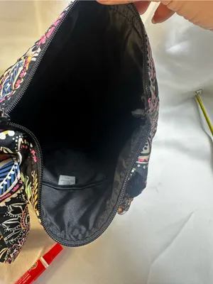 D5. Vera Bradley Black Multicolor Paisley Print Crossbody Bag,adjustable strap thumbnail 6