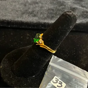 Elegant Gold tone Ring with Green Gemstone size 6 thumbnail 2