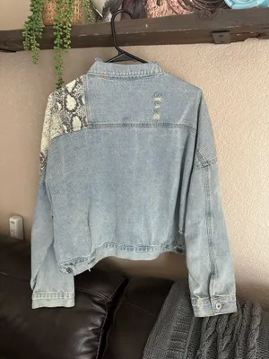Denim and Snakeskin jacket thumbnail 2