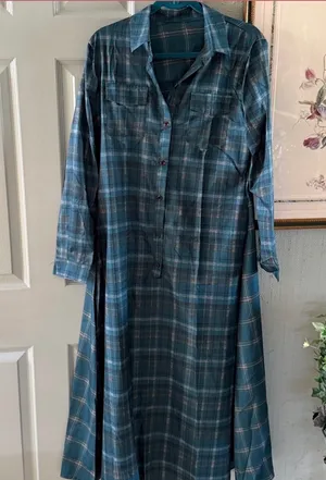 Chic Plaid Maxi Dress in Green Size L thumbnail 4