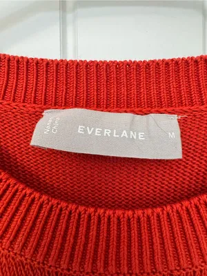 Everlane Red Cotton Crewneck Sweater Size‎ Medium thumbnail 2