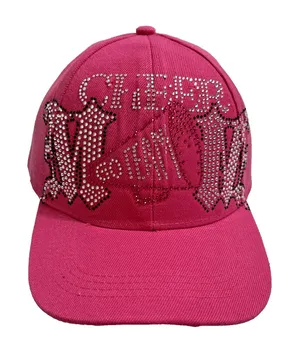 Cheer Mom Go Team Pink Ball Cap Women’s Hook & Loop Strap Bling Cheerleading thumbnail 1