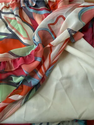 Alexis for Target Abstract Print Ruffle Tiered Maxi Dress Red Orange Size XXS thumbnail 9