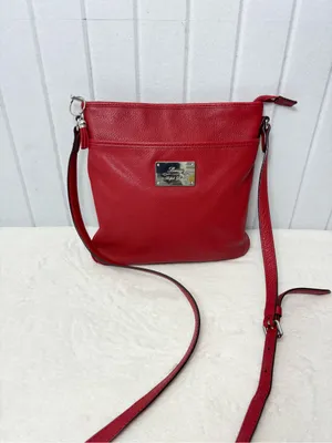 Lauren Ralph Lauren‎ Red Leather Crossbody with Logo Plate thumbnail 3