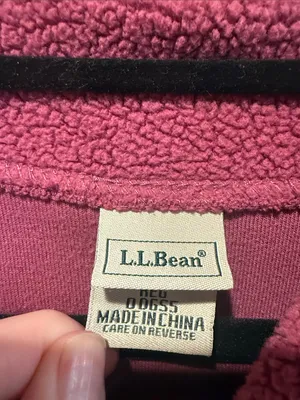 L.L.Bean fleece button down cardigan size large . Pink thumbnail 3