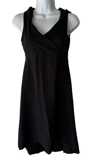 Prana Dress Womens Small Black Sleeveless‎ Hooded Midi Casual Travel Yoga thumbnail 1