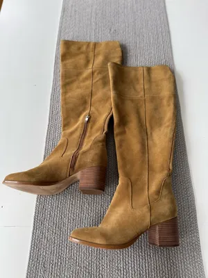 Marc Fisher Tan Suede Over the Knee Tall Boots Size 8.5 Wide Calf thumbnail 9