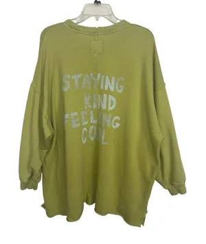 Aerie Chartreuse Staying Kind Feeling Cool Oversized Crewneck Sweatshirt Large thumbnail 1