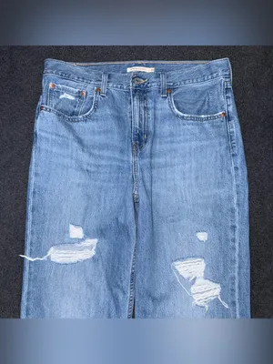 Levi’s Low Pro Straight Jeans Relaxed Slouchy Womens Sz 30 Distressed Blue Denim thumbnail 3