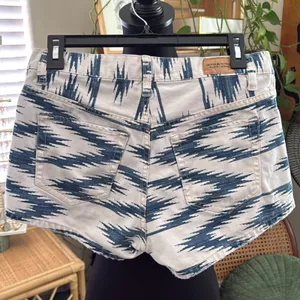 Denim & Supply Ralph Lauren Blue & White Aztec Preppy Boho Zip Fly Jean Shorts thumbnail 2