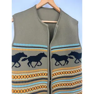 Vintage Horse Sweater Vest Womens Equestrian Cowgirl Rodeo‎ Ranch Western Medium thumbnail 2