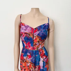 [City Chic] Blue Purple Abstract Floral Print Stained Glass Maxi Dress Sz 20 / L thumbnail 4