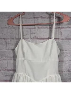 Women’s White Tiered Mini Dress XS Open Back Tie Cottagecore Party Dress NWOT thumbnail 2