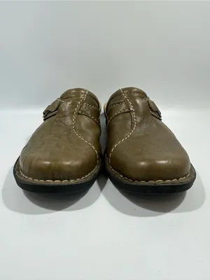 Clarks Bendables Olive Green Crinkle Leather Buckle Mules 8.5N Narrow thumbnail 7