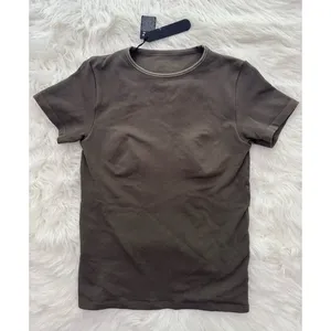 Nike Skims Ribbed Seamless Short Sleeve Top Dusty Oakmoss / Dune Size Medium thumbnail 5