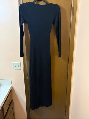 Skims Black Soft Lounge Ribbed Knit Long Sleeve Maxi Dress thumbnail 5
