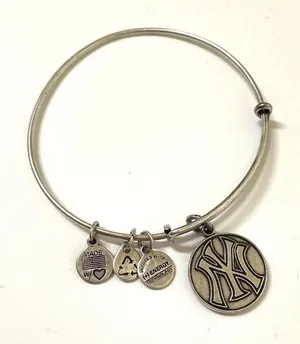 Alex and Ani + Energy New York Yankees Baseball Silver Bracelet thumbnail 1