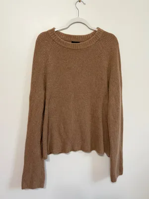Quince Mongolian Cashmere Fisherman Crewneck Sweater Size XL Women’s Tan Brown thumbnail 2