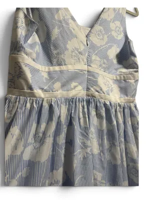 Karl Lagerfeld Blue White Floral Stripe Cotton Blend Dress Size 8 NWT thumbnail 6