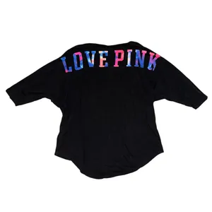 Victoria’s Secret PINK love pink black tie dye long sleeve jersey women’s size M thumbnail 6