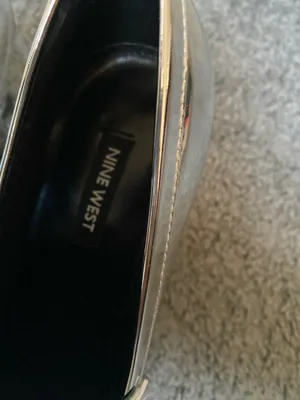 Nine West Size 6 Metallic Silver Block Heel Loafers - Women's Stylish Penny Loaf thumbnail 4