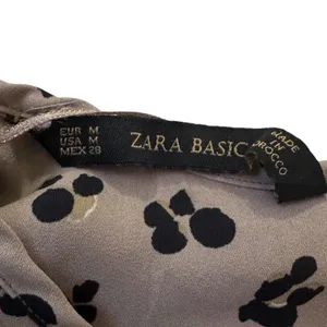 Zara Womens Medium Taupe Black Abstract Floral Draped Sleeveless Blouse | 0113 thumbnail 3