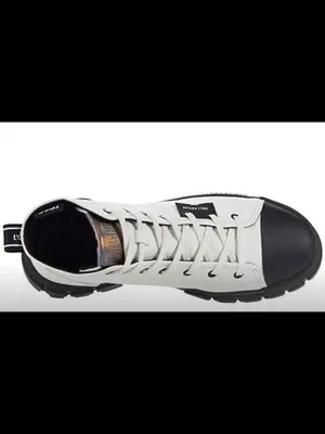 Palladium White and Black Canvas Lug-Soled Lace-Up Boots with Orange Accent thumbnail 2