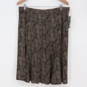 Jaclyn Smith Skirt Set Womens XXL Easy Separates Tan Black Abstract Wave NEW thumbnail 7