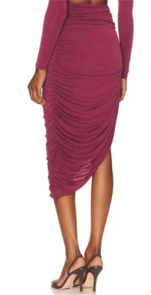Camila Coelho | NWT Liby Jersey Draped Asymmetrical Midi Skirt in Mauve Size XS thumbnail 2