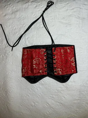 VINTAGE Victoria's Secret Women's Red and Gold Dragon Corset 1999 thumbnail 3