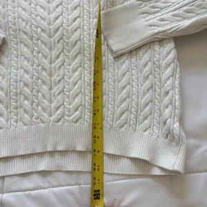 Womens Large‎ White Cable Knit Sweater Feminine Dainty Romantic Coquette Whimsy thumbnail 3