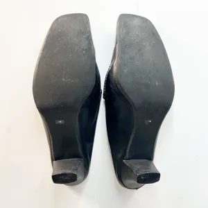 Franco Sarto Black Leather Kitten Heels Mules Shoes Women 7 thumbnail 8