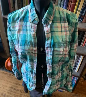 American Eagle seriously soft classic fit pink and green plaid M button down shi thumbnail 1