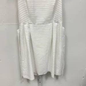 Anne Klein White Horizontal Stripe Sleeveless Fit and Flare Belted Dress Size 10 thumbnail 5